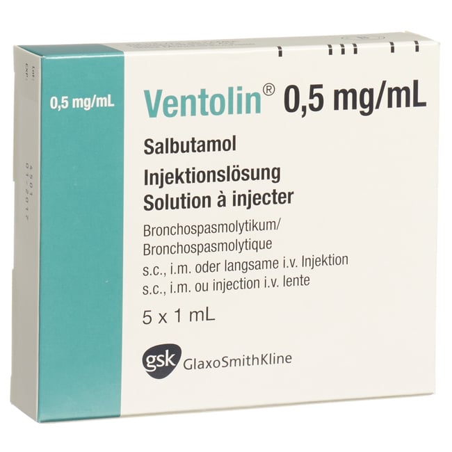 VENTOLIN sol inj 0.5 mg/ml 5 amp 1 ml