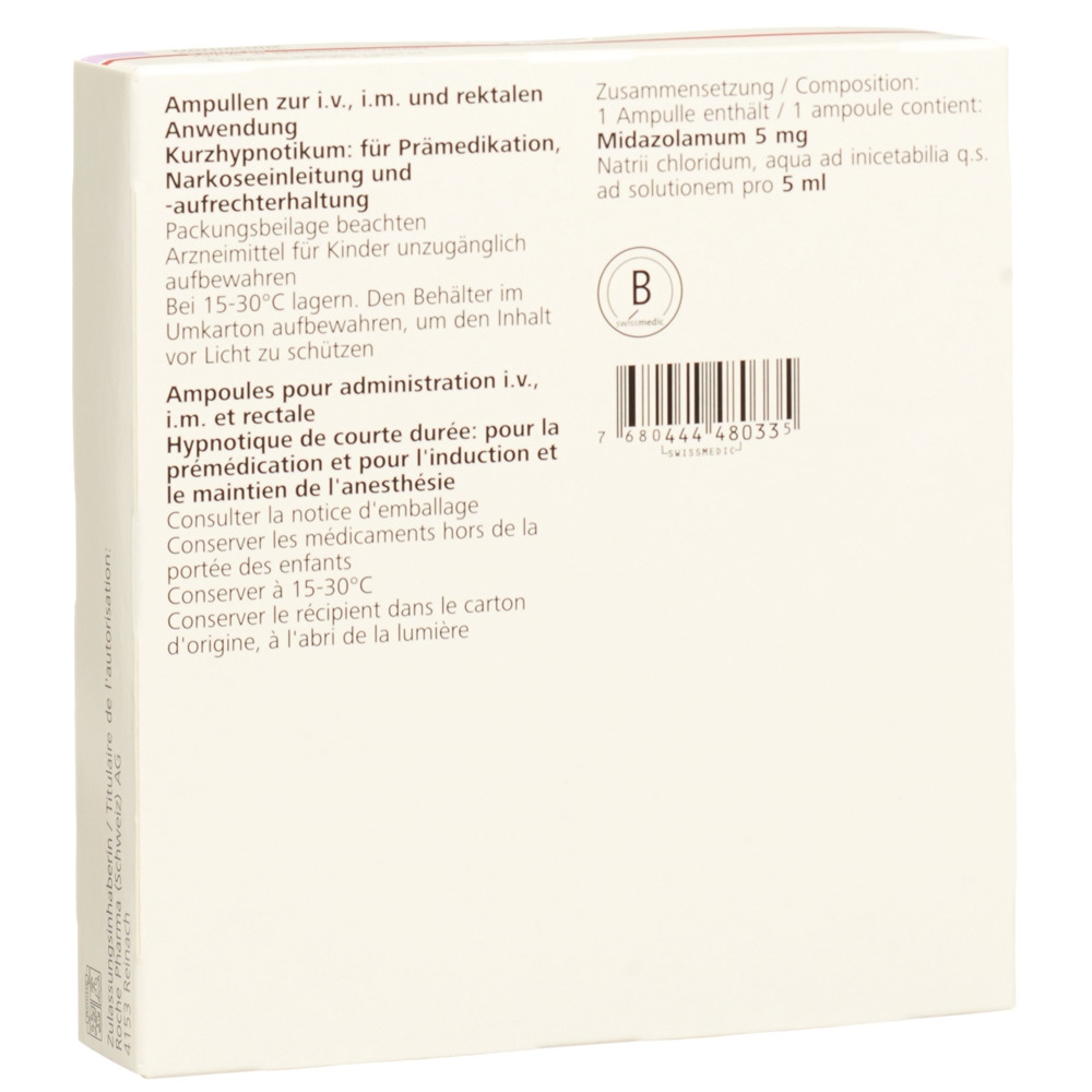 DORMICUM 5 mg/5ml i.v., i.m., rectale 10 amp 5 ml