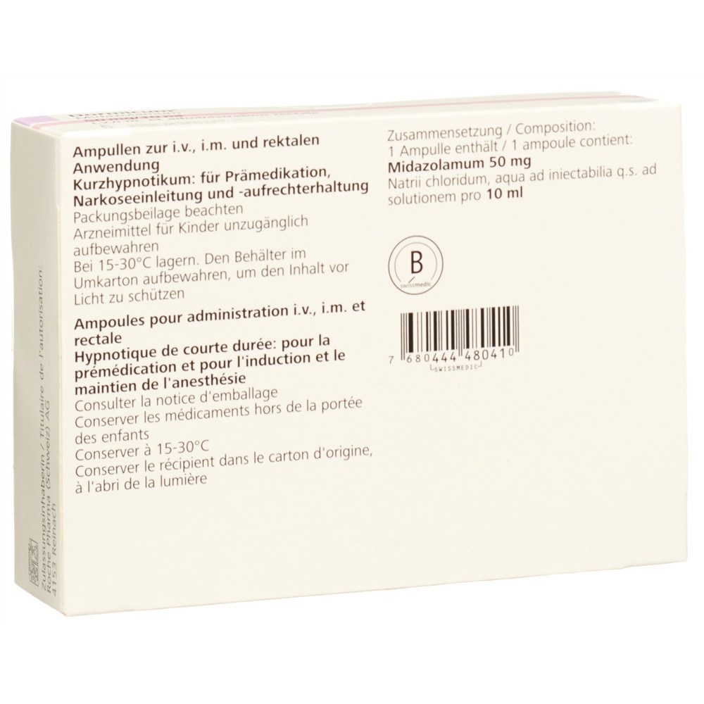 Dormicum 50 mg/10 mL, Injektionslösung