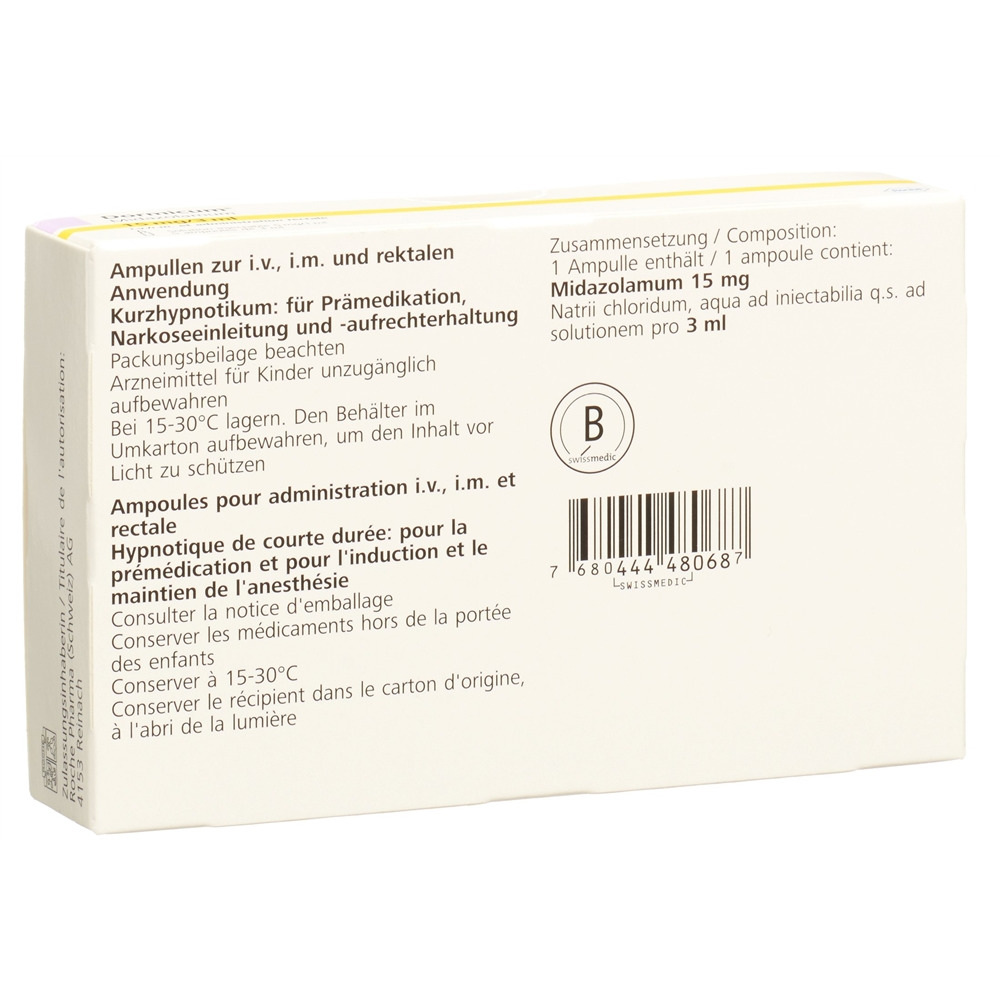DORMICUM 15 mg/3ml i.v., i.m. , rectale 5 amp 3 ml