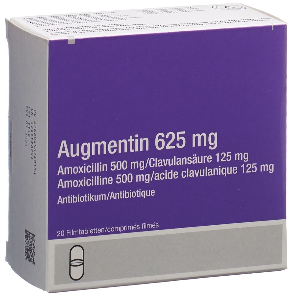 AUGMENTIN cpr pell 625 mg adult 20 pce