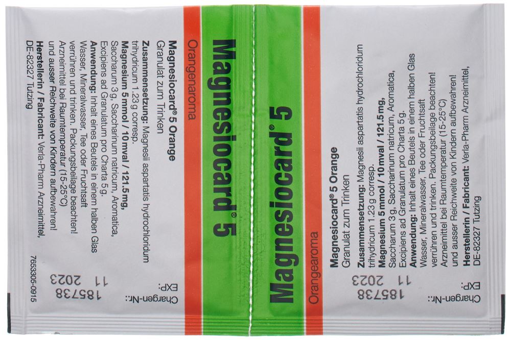 Magnesiocard 5 Orange, Granulat zur Herstellung einer Lösung zum Einnehmen