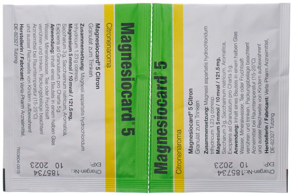 Magnesiocard 5 Citron, Granulat zur Herstellung einer Lösung zum Einnehmen