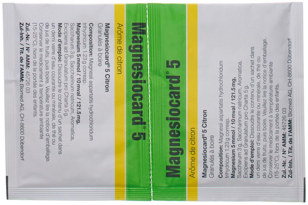 Magnesiocard 5 Citron, Granulat zur Herstellung einer Lösung zum Einnehmen