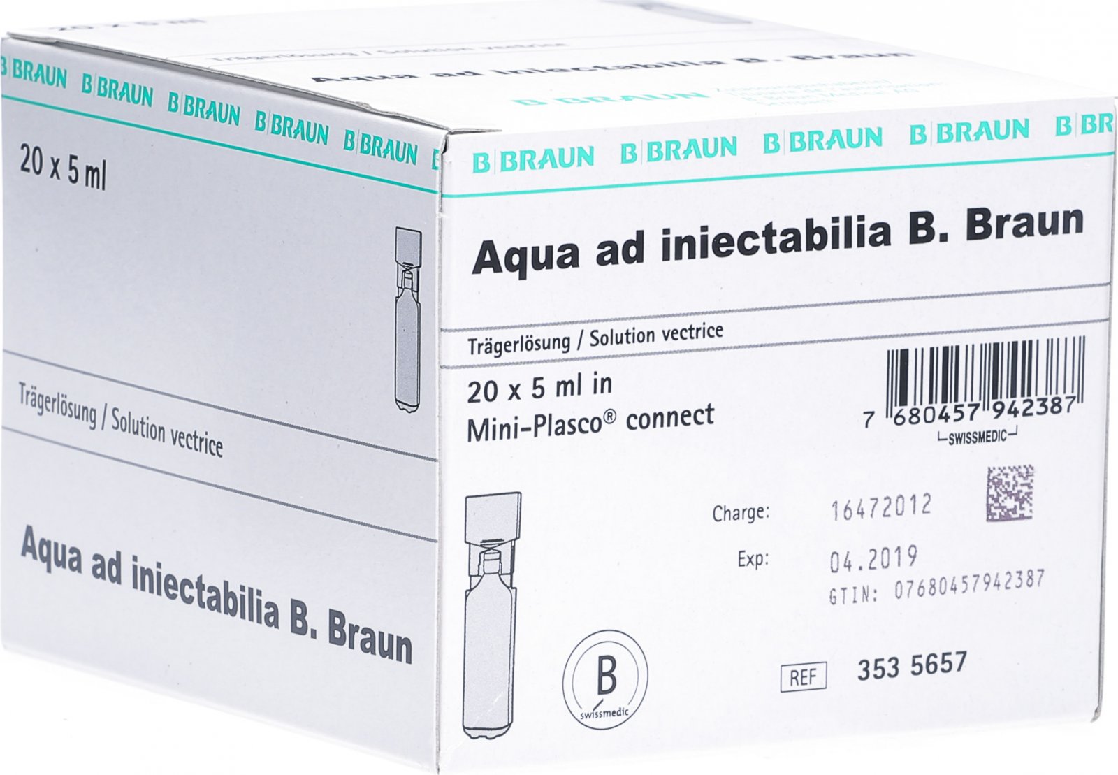 AQUA AD INJ Braun sol inj 5ml Minipl conn 20 pce