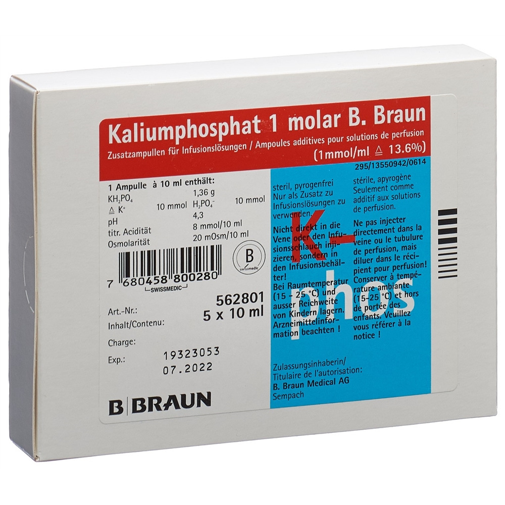 KALIUMPHOSPHAT 1 molar Braun 10ml amp add 5 pce