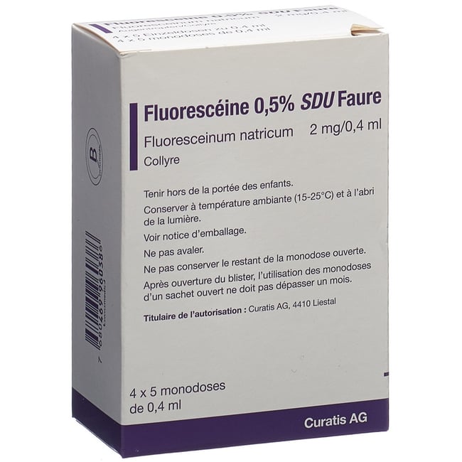 FLUORESCEINE SDU Faure gtt opht 0.5 % 20 x 0.4 ml