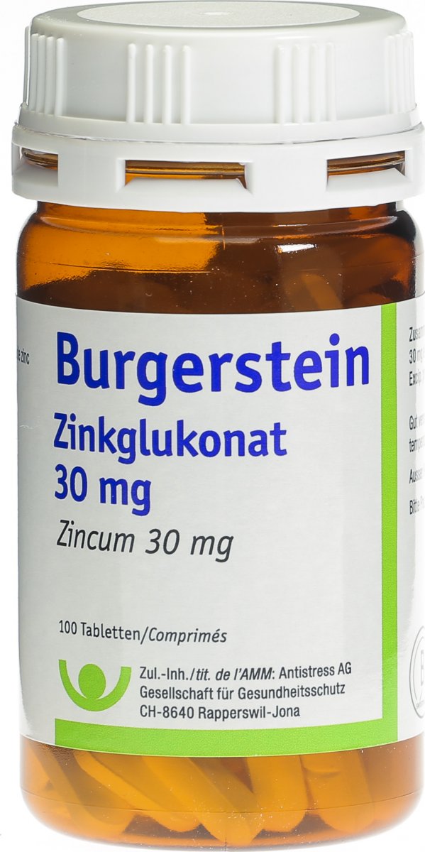 BURGERSTEIN Gluconate de zinc cpr 30 mg 100 pce