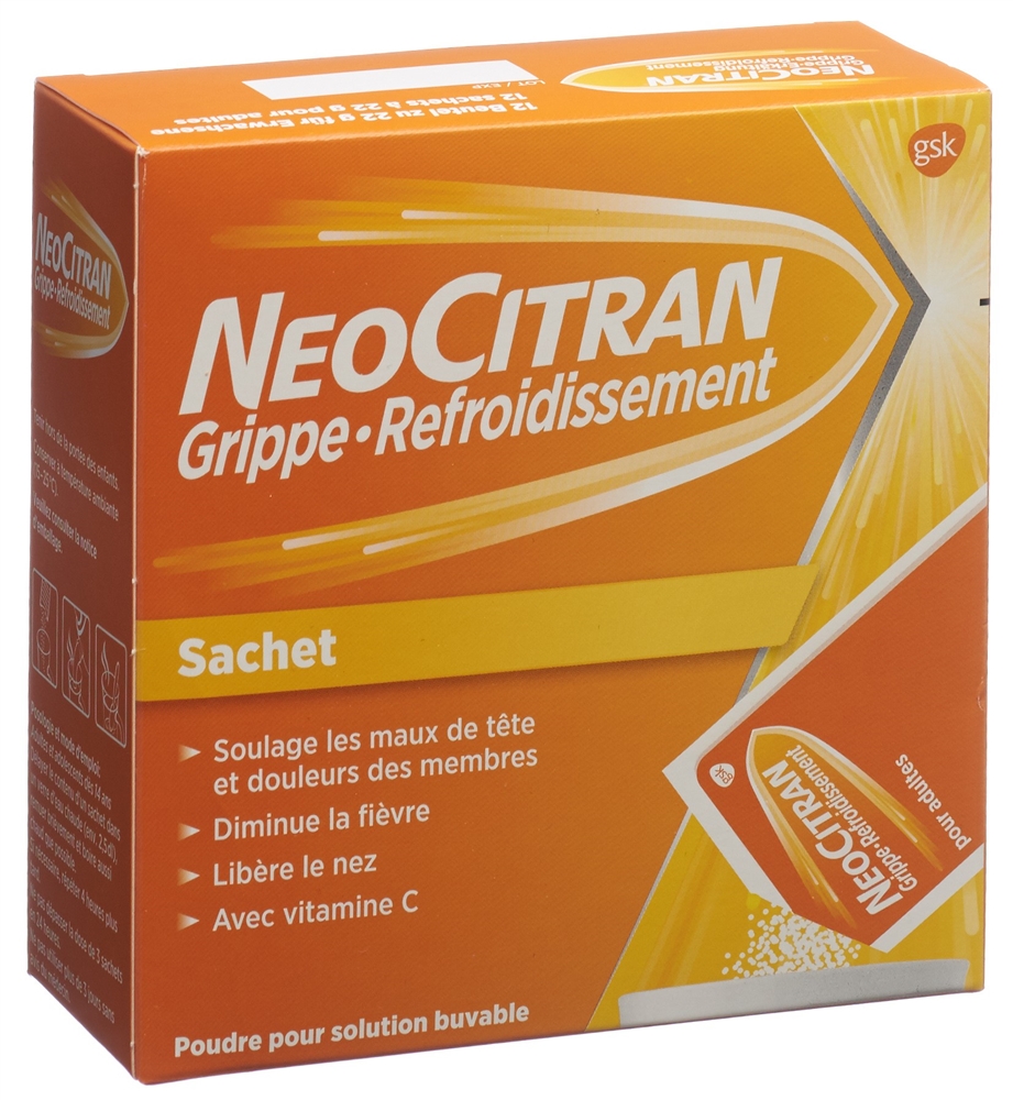 NEOCITRAN Grippe refroid pdr adult sach 12 pce