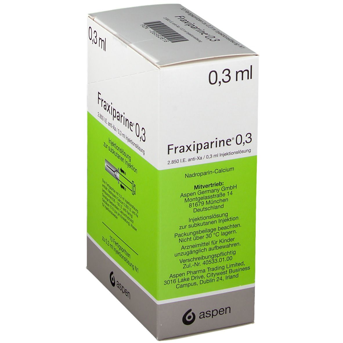 FRAXIPARINE 0.3 ml sol inj 10 ser pré 0.3 ml