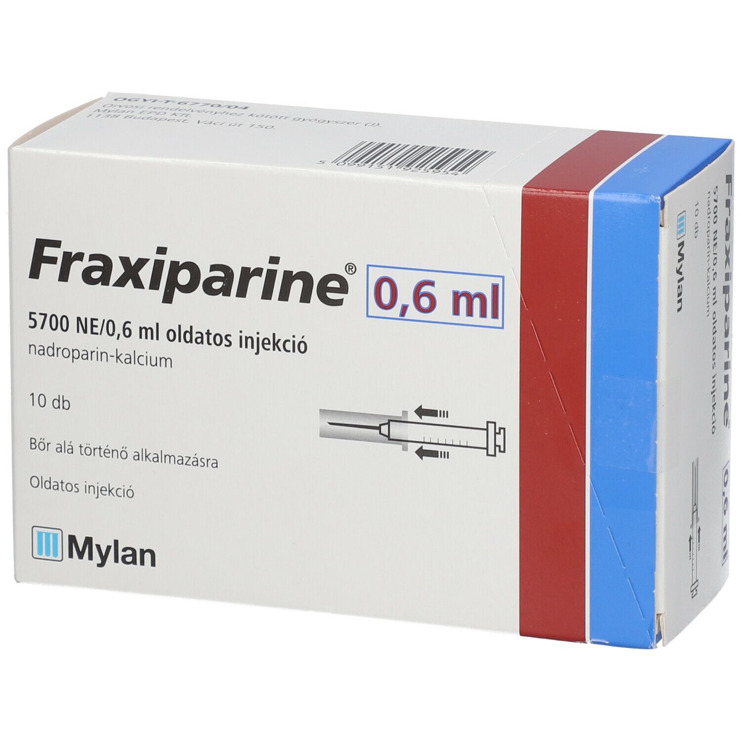 FRAXIPARINE 0.6 ml sol inj 10 ser pré 0.6 ml
