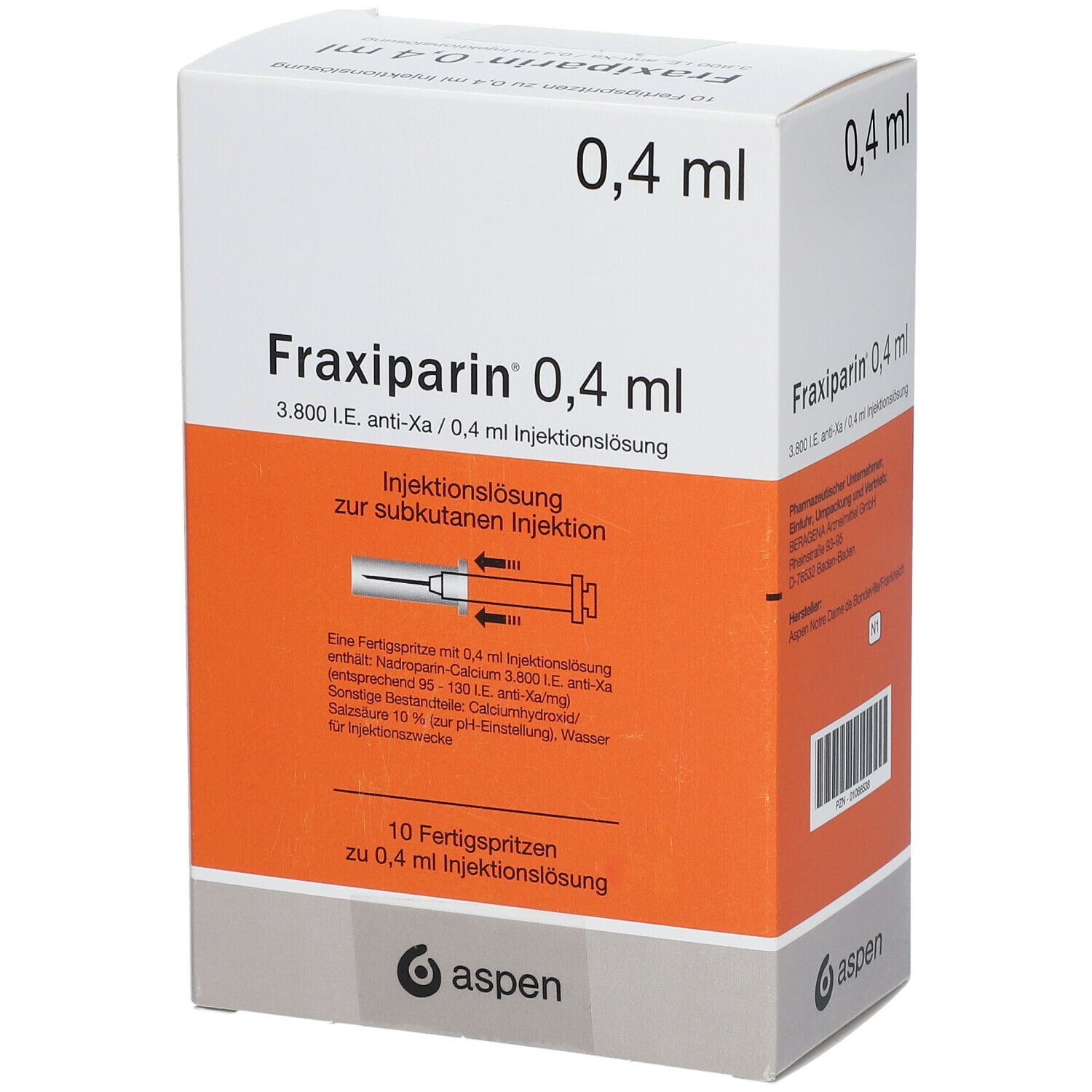 FRAXIPARINE 0.4 ml sol inj 10 ser pré 0.4 ml