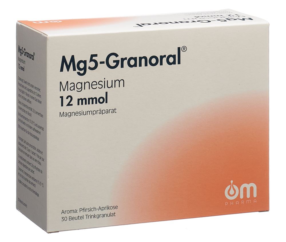 Mg 5-Granoral 12mmol arôme pêche-abricot, granulé buvable