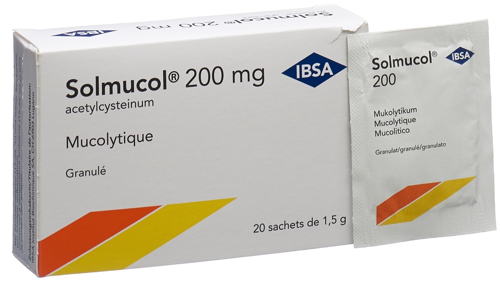 SOLMUCOL gran 200 mg s sucre 20 sach 1.5 g