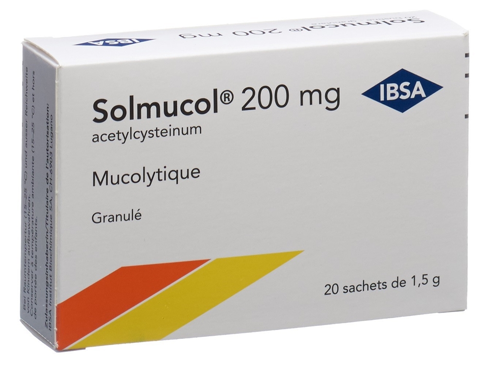 SOLMUCOL gran 200 mg s sucre 20 sach 1.5 g