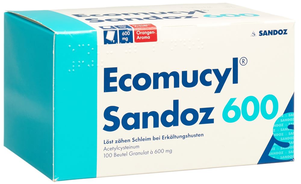 Ecomucyl Sandoz 600, Granulat zur Herstellung einer Lösung zum Einnehmen mit Orangen-Aroma