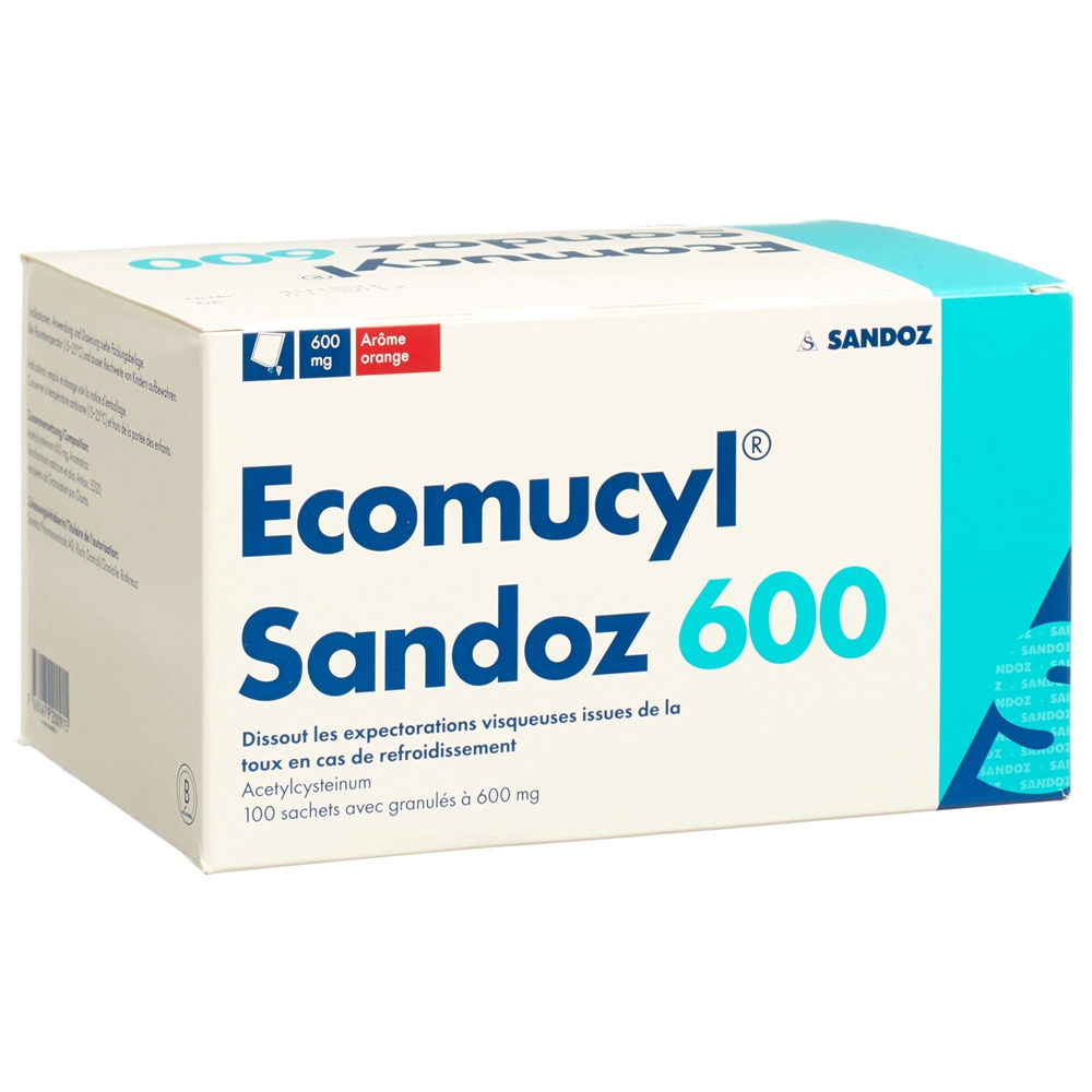 Ecomucyl Sandoz 600, Granulat zur Herstellung einer Lösung zum Einnehmen mit Orangen-Aroma