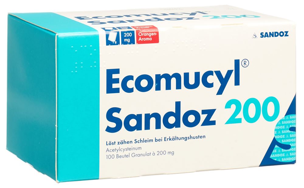 Ecomucyl Sandoz 200, Granulat zur Herstellung einer Lösung zum Einnehmen mit Orangen-Aroma