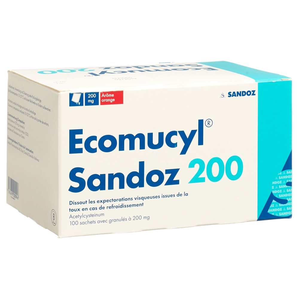 Ecomucyl Sandoz 200, Granulat zur Herstellung einer Lösung zum Einnehmen mit Orangen-Aroma