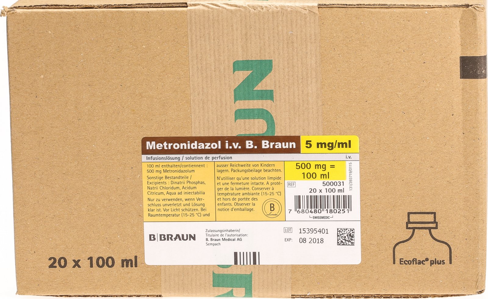 METRONIDAZOLE Braun sol perf 20 flac 100 ml