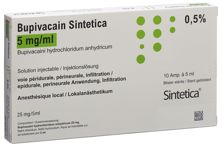 BUPIVACAIN Sintetica 25 mg/5ml amp bli sté 10 pce