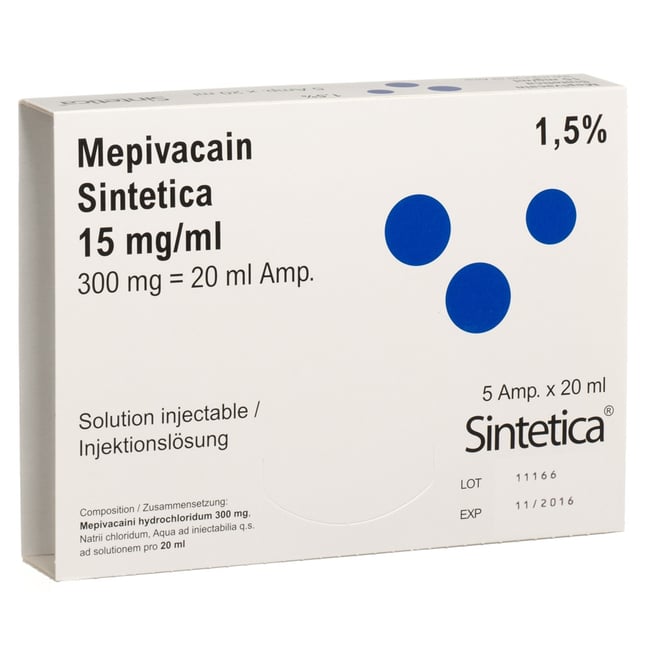MEPIVACAIN Sintetica sol inj 1.5 % 5 amp 20 ml