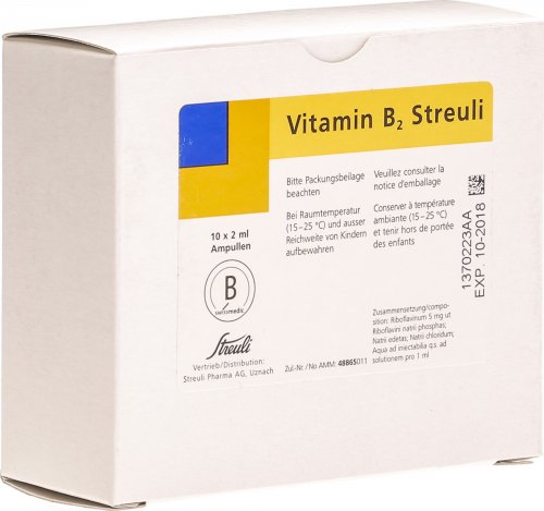 VITAMINE B2 Streuli sol inj 10 mg/2ml 10 amp 2 ml