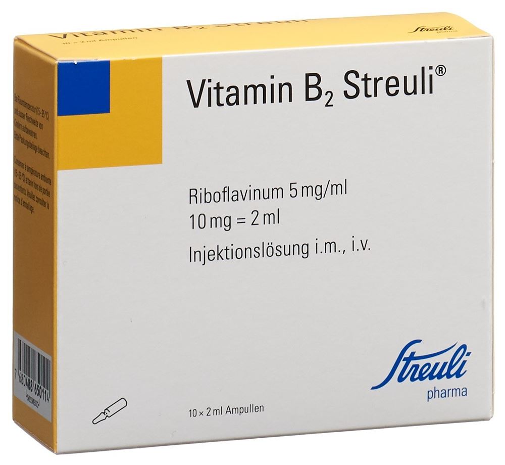 VITAMINE B2 Streuli sol inj 10 mg/2ml 10 amp 2 ml