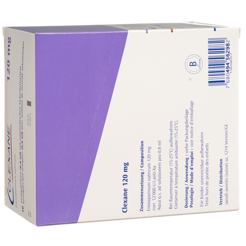 CLEXANE sol inj 120 mg/0.8ml 10 ser pré 0.8 ml