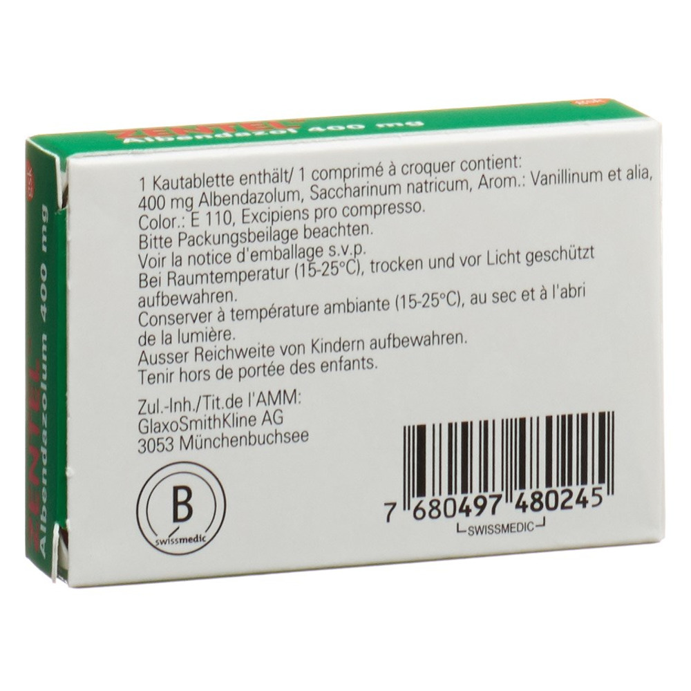 ZENTEL cpr croquer 400 mg