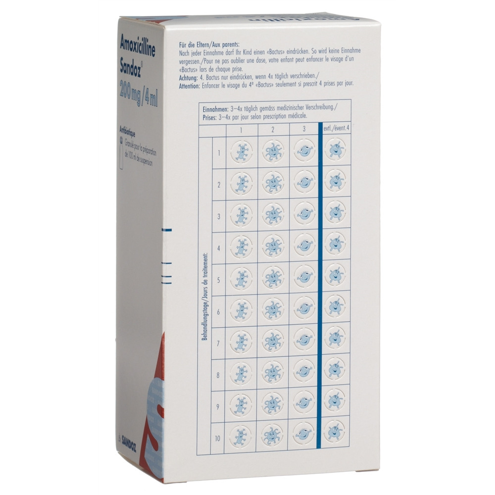 Amoxicillin Sandoz 200mg/4ml, Granulat zur Herstellung einer Suspension zum Einnehmen