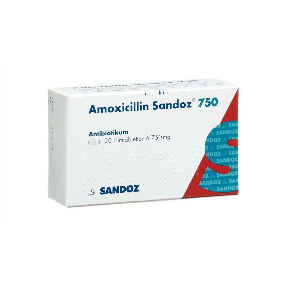 AMOXICILLINE Sandoz cpr pell 750 mg 20 pce