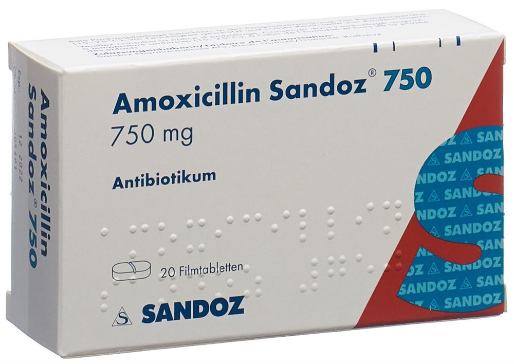 AMOXICILLINE Sandoz cpr pell 750 mg 20 pce