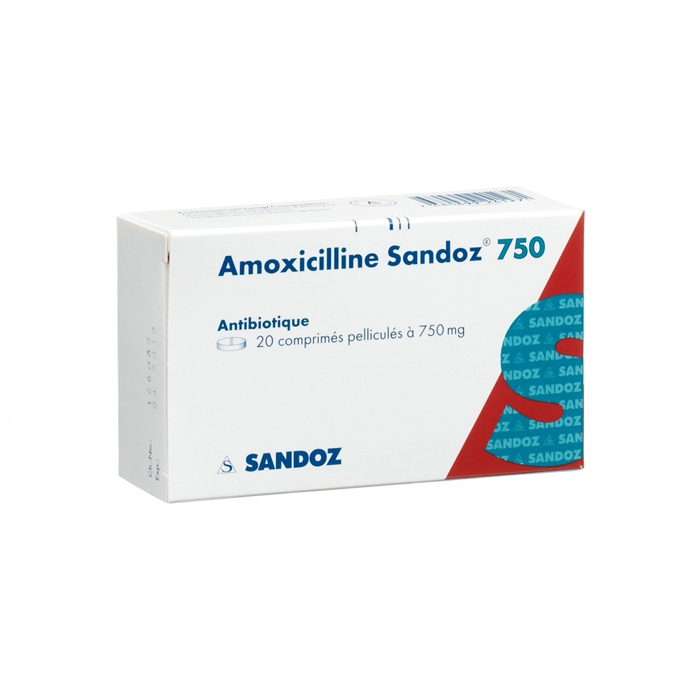 AMOXICILLINE Sandoz cpr pell 750 mg 20 pce