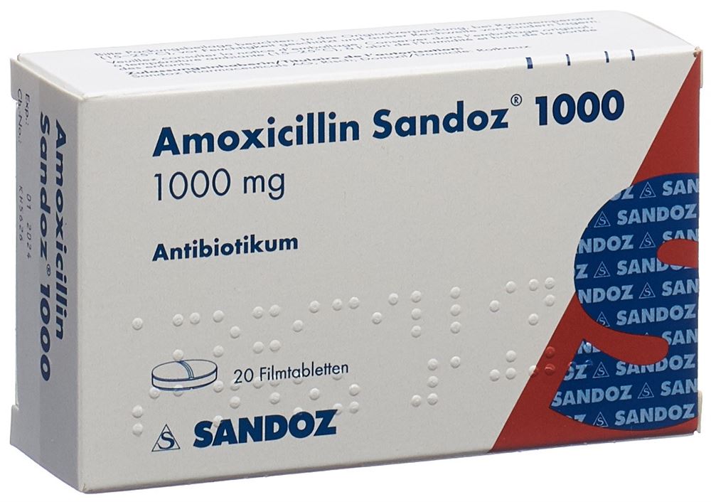 AMOXICILLINE Sandoz cpr pell 1000 mg 20 pce