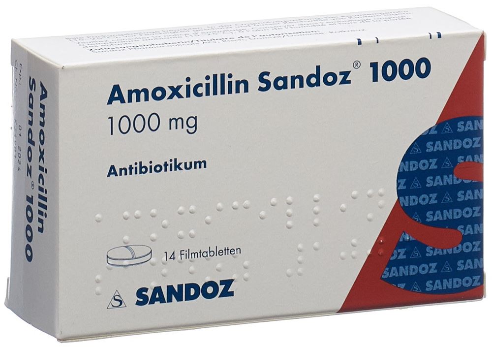 AMOXICILLINE Sandoz cpr pell 1000 mg 14 pce