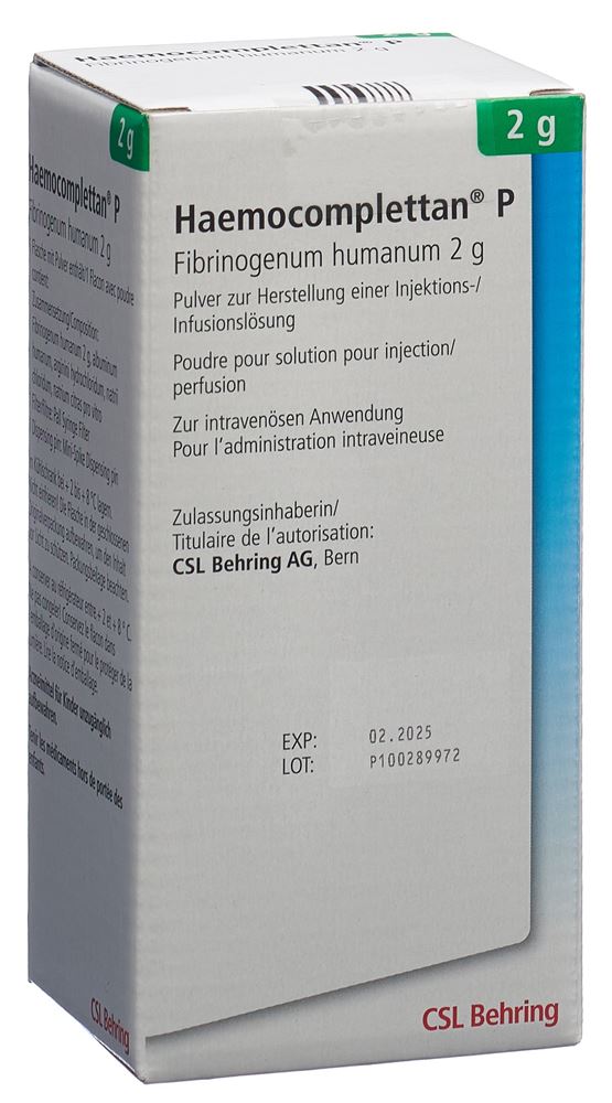 HAEMOCOMPLETTAN P subst sèche 2 g i.v. fl