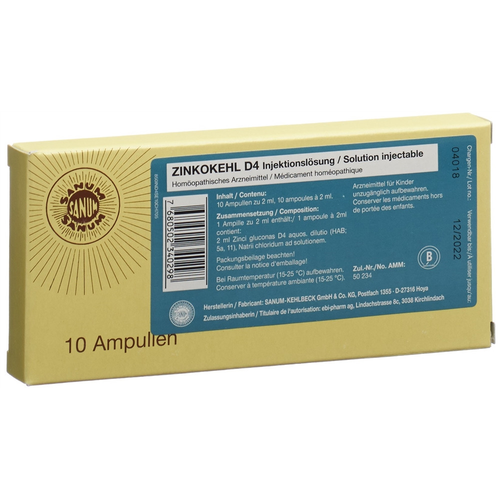 ZINKOKEHL sol inj 50 amp 2 ml
