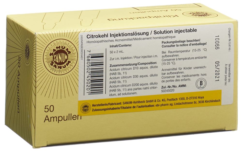 CITROKEHL sol inj 50 amp 2 ml