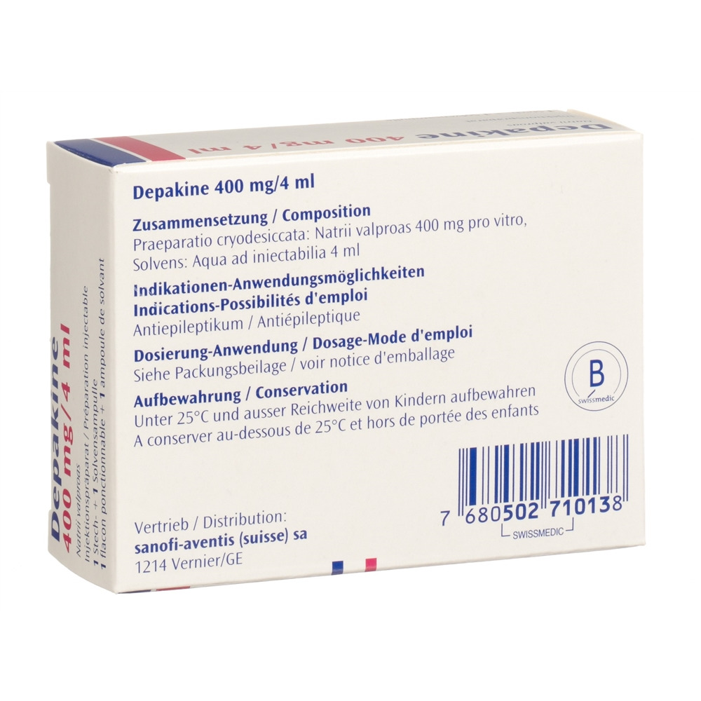 DEPAKINE subst sèche 400 mg c solv flac