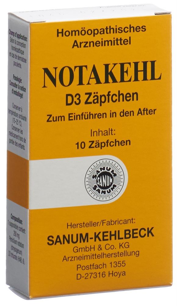 Notakehl D3, Zäpfchen