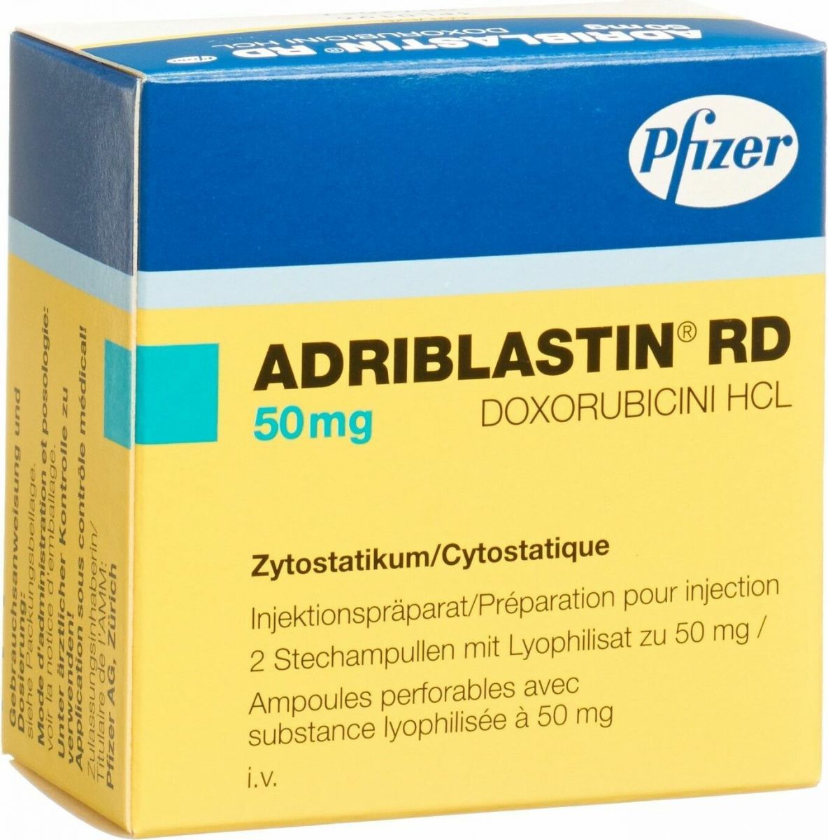 ADRIBLASTIN RD subst sèche 50 mg flac