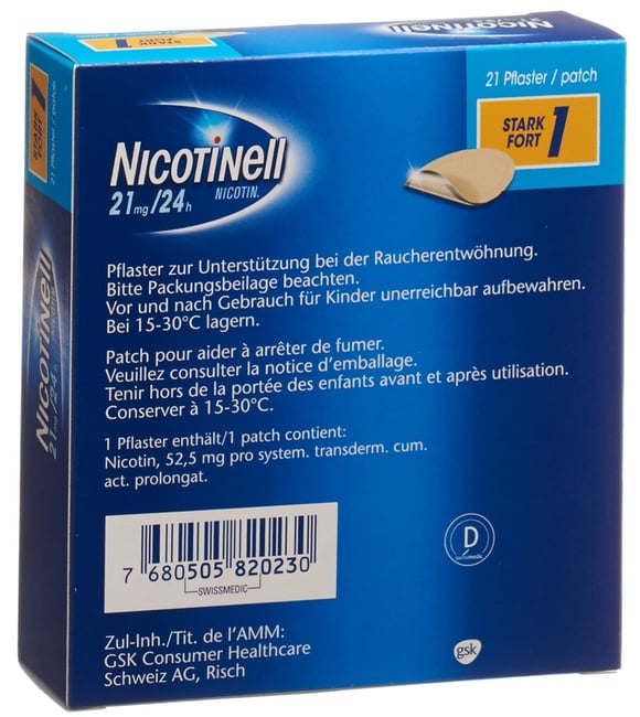 NICOTINELL 1 fort patch mat 21 mg/24h 21 pce