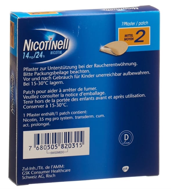 NICOTINELL 2 moyen patch mat 14 mg/24h 7 pce