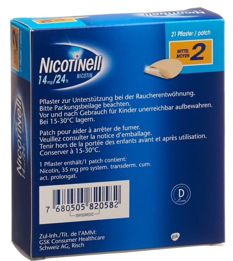 NICOTINELL 2 moyen patch mat 14 mg/24h 21 pce