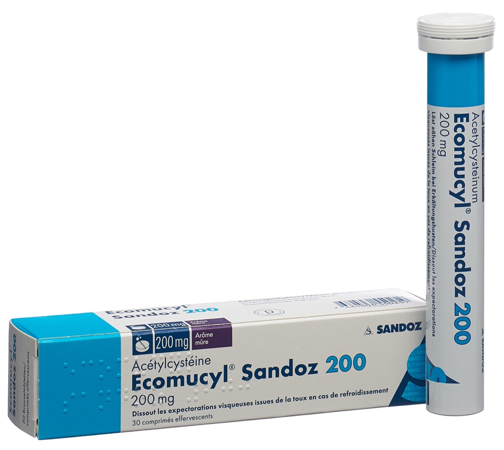 Ecomucyl Sandoz 200, Brausetabletten mit Brombeer-Aroma