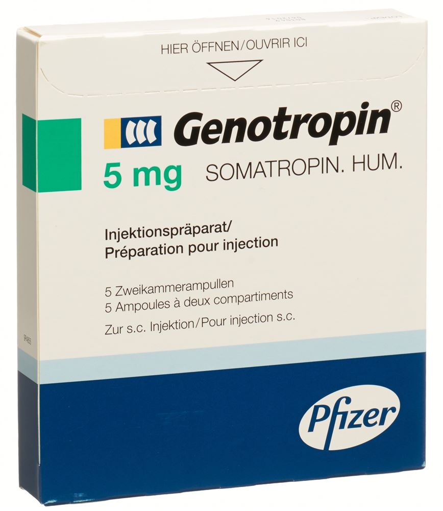 GENOTROPIN subst sèche 5 mg avec solv amp 5 pce