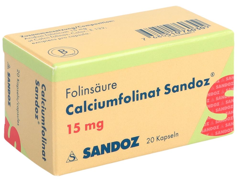 FOLINATE DE CALCIUM Sandoz caps 15 mg bte 20 pce