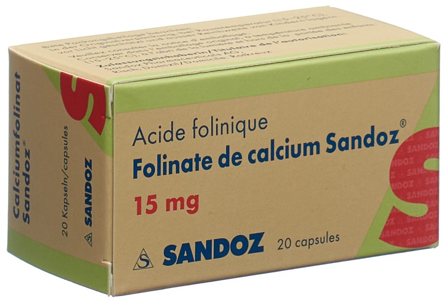 FOLINATE DE CALCIUM Sandoz caps 15 mg bte 20 pce