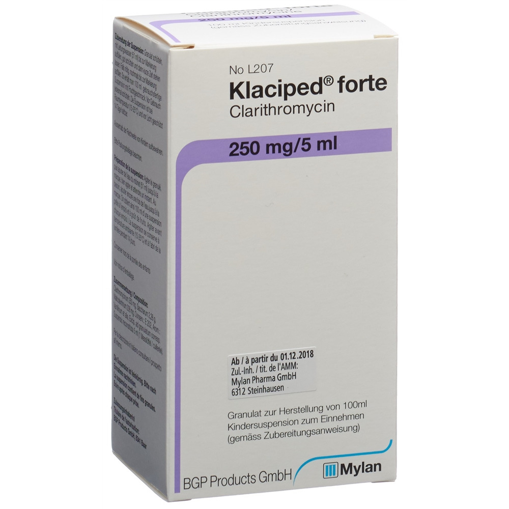 KLACIPED Forte gran 250 mg/5ml p susp fl 100 ml